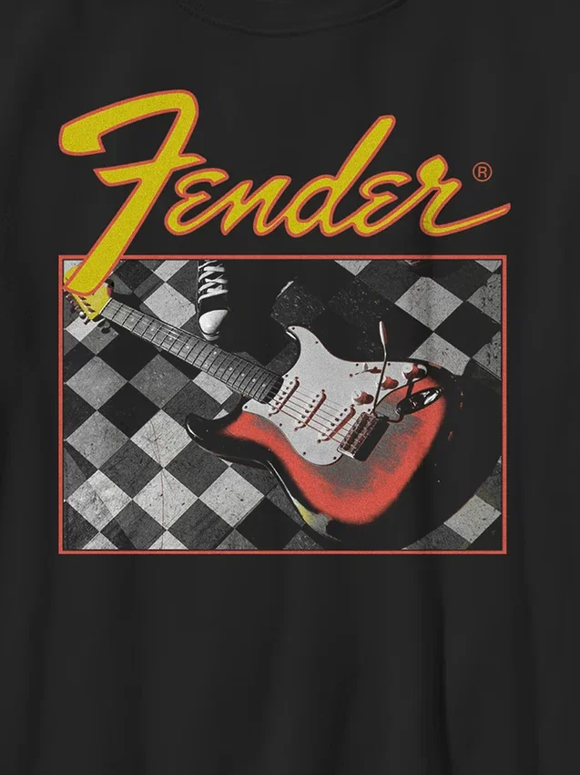 Camiseta infantil de guitarra a cuadros de Fender