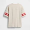 Camiseta infantil de jersey de algodón grueso con logo y costuras, corte oversize
