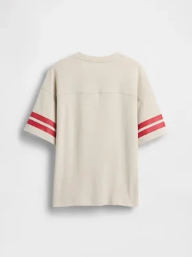 Camiseta infantil de jersey de algodón grueso con logo y costuras, corte oversize