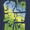 Camiseta infantil de Minecraft con el diseño «Steve y Alex contra los mobs»