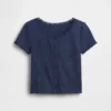 Camiseta infantil de punto calado acanalado con botones en la parte delantera