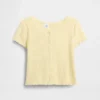 Camiseta infantil de punto calado acanalado con botones en la parte delantera
