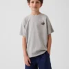Camiseta infantil de punto de algodón grueso con corte holgado y Gap Logo