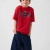Camiseta infantil de punto de algodón grueso con corte holgado y Gap Logo