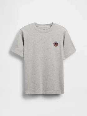 Camiseta infantil de punto de algodón grueso con corte holgado y Gap Logo