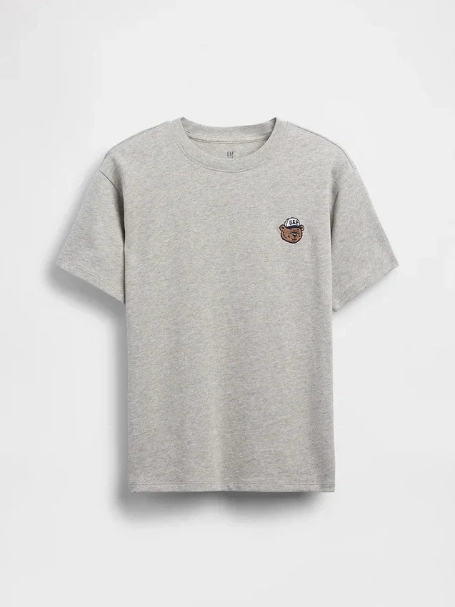 Camiseta infantil de punto de algodón grueso con corte holgado y Gap Logo