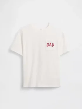 Camiseta infantil de punto de algodón grueso con corte holgado y Gap Logo