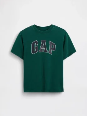 Camiseta infantil de punto de algodón grueso con corte holgado y Gap Logo