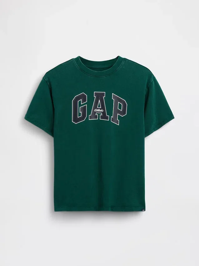 Camiseta infantil de punto de algodón grueso con corte holgado y Gap Logo