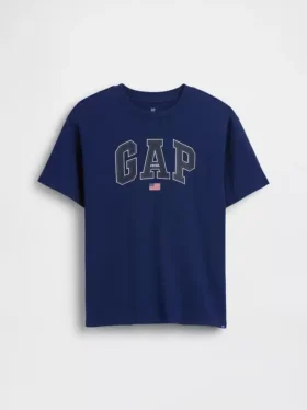 Camiseta infantil de punto de algodón grueso con corte holgado y Gap Logo