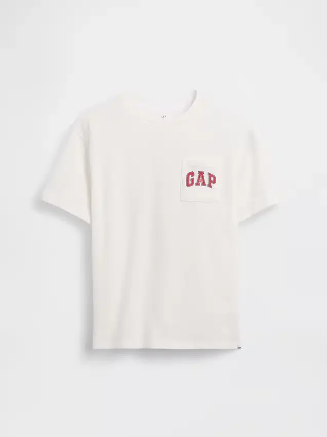 Camiseta infantil de punto de algodón grueso con corte holgado y Gap Logo