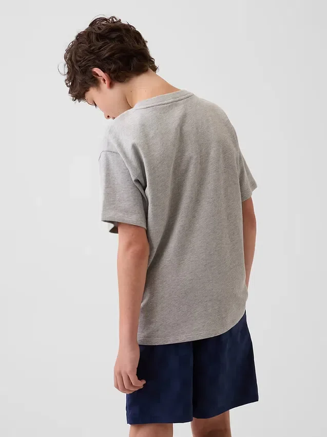Camiseta infantil de punto de algodón grueso con corte holgado y Gap Logo