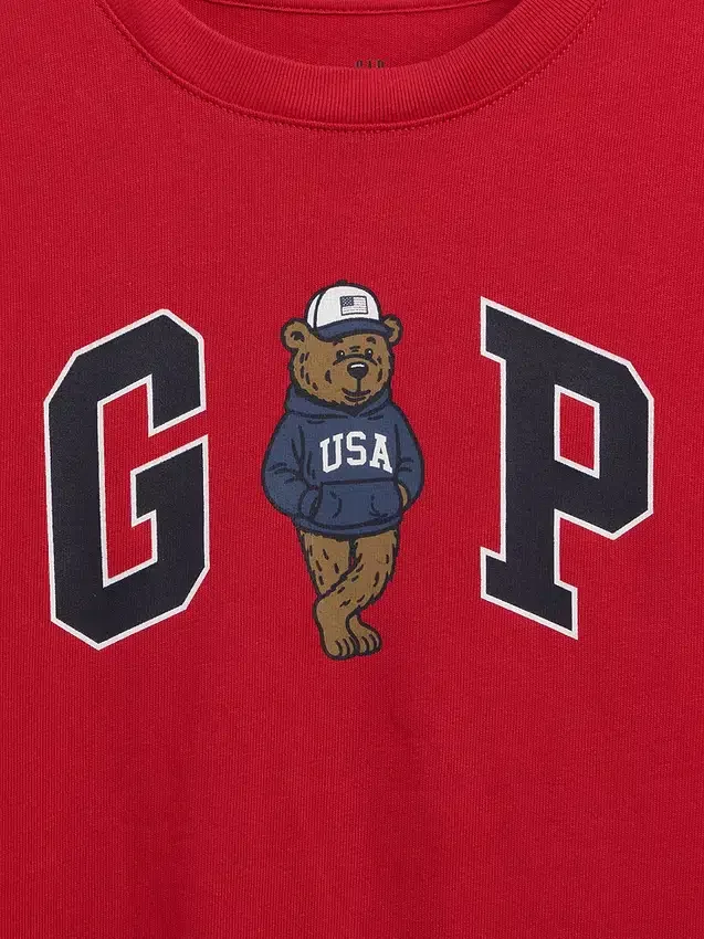 Camiseta infantil de punto de algodón grueso con corte holgado y Gap Logo