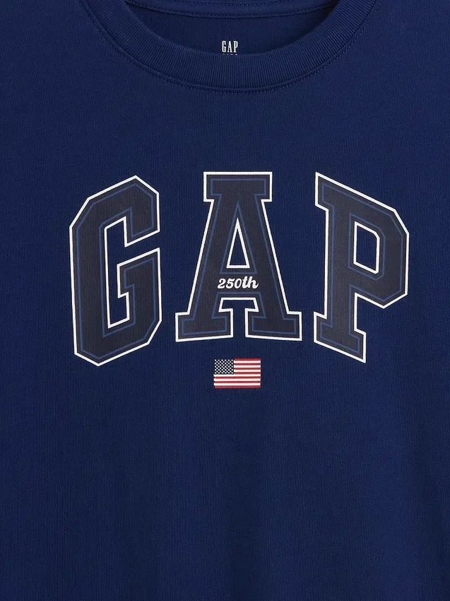 Camiseta infantil de punto de algodón grueso con corte holgado y Gap Logo