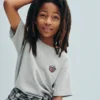Camiseta infantil de punto de algodón grueso con corte holgado y Gap Logo