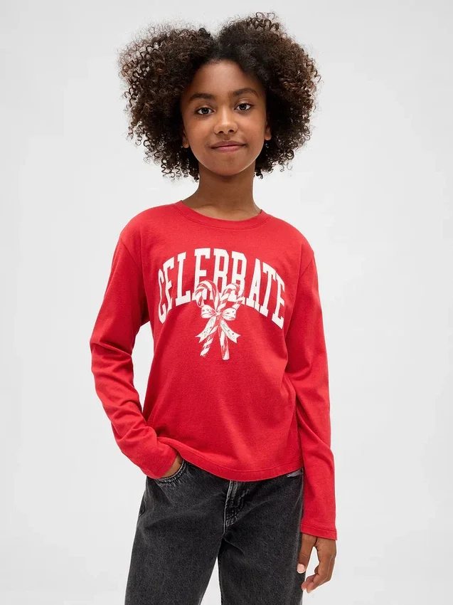 Camiseta infantil holgada con estampado gráfico