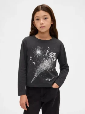 Camiseta infantil holgada con estampado gráfico