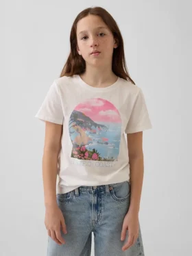 Camiseta infantil holgada con estampado gráfico