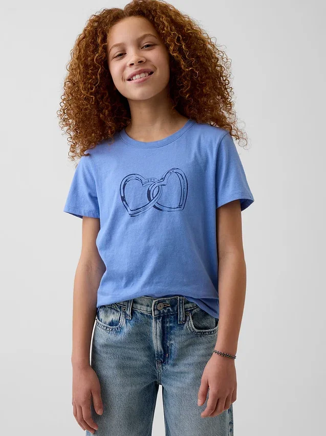 Camiseta infantil holgada con estampado gráfico