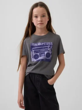 Camiseta infantil holgada con estampado gráfico