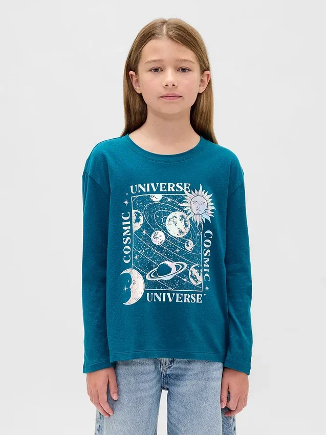 Camiseta infantil holgada con estampado gráfico