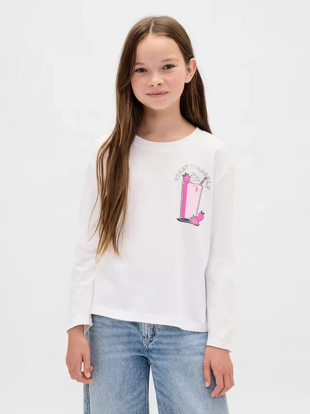 Camiseta infantil holgada con estampado gráfico