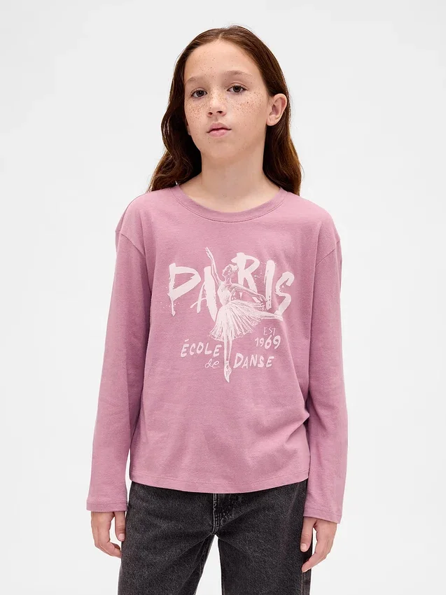 Camiseta infantil holgada con estampado gráfico