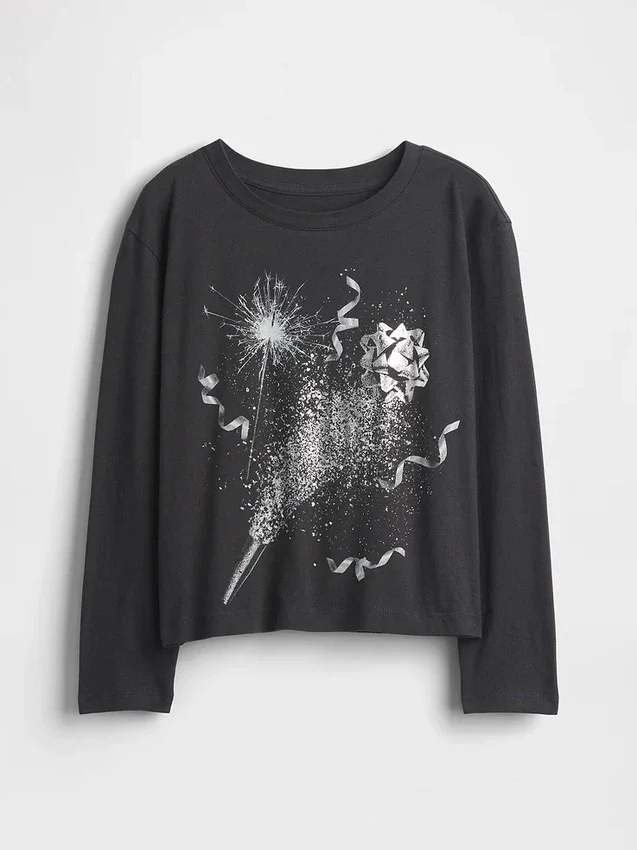 Camiseta infantil holgada con estampado gráfico