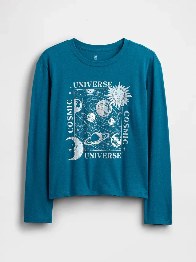 Camiseta infantil holgada con estampado gráfico