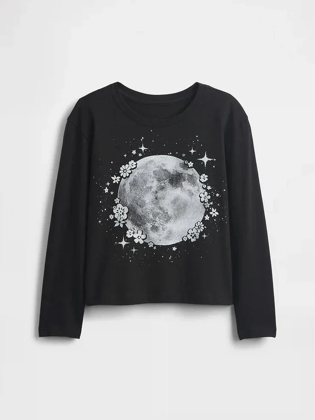 Camiseta infantil holgada con estampado gráfico