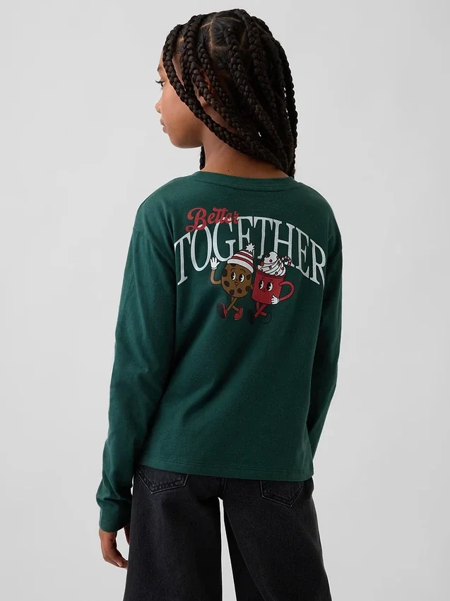 Camiseta infantil holgada con estampado gráfico