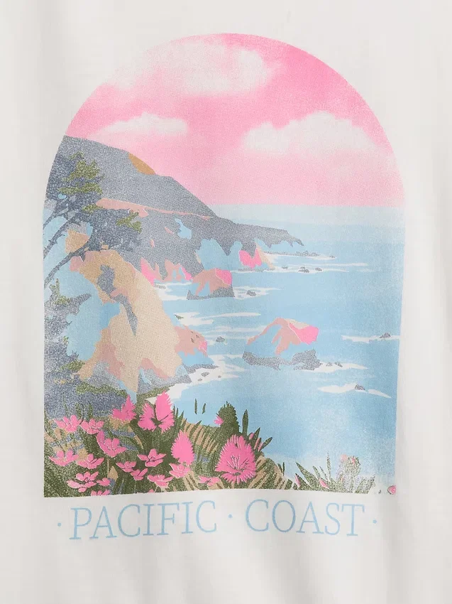 Camiseta infantil holgada con estampado gráfico