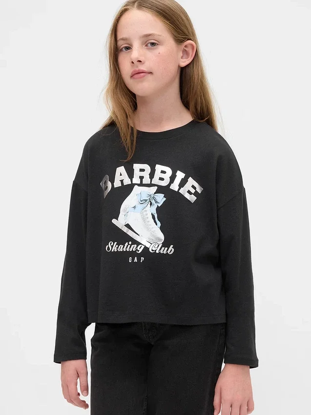 Camiseta infantil oversize con estampado de Barbie