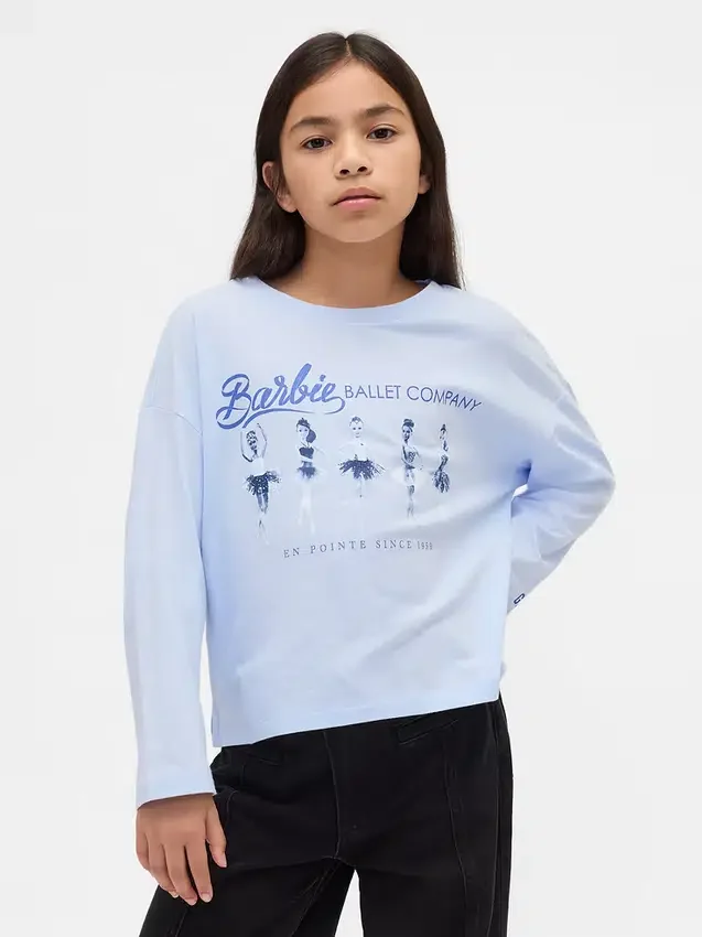 Camiseta infantil oversize con estampado de Barbie