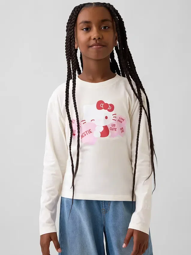 Camiseta infantil oversize con estampado de Hello Kitty