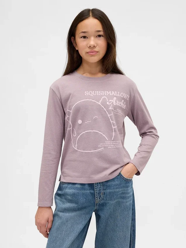 Camiseta infantil oversize con estampado de Squishmallow