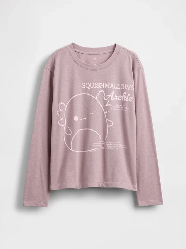 Camiseta infantil oversize con estampado de Squishmallow
