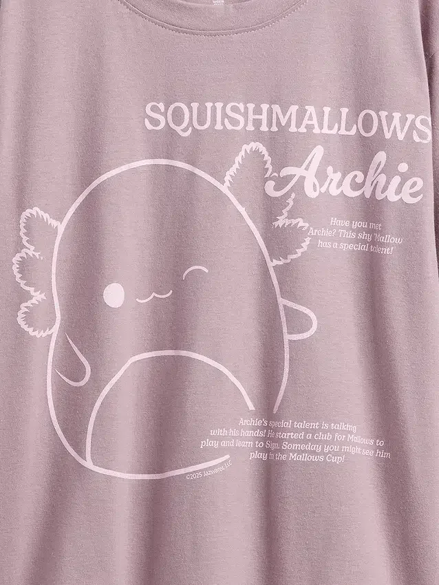 Camiseta infantil oversize con estampado de Squishmallow
