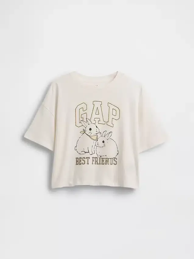 Camiseta infantil oversize con logotipo gráfico