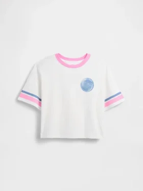 Camiseta infantil oversize de corte cuadrado con estampado gráfico