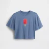 Camiseta infantil oversize de corte cuadrado con estampado gráfico