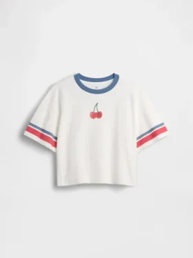 Camiseta infantil oversize de corte cuadrado con estampado gráfico