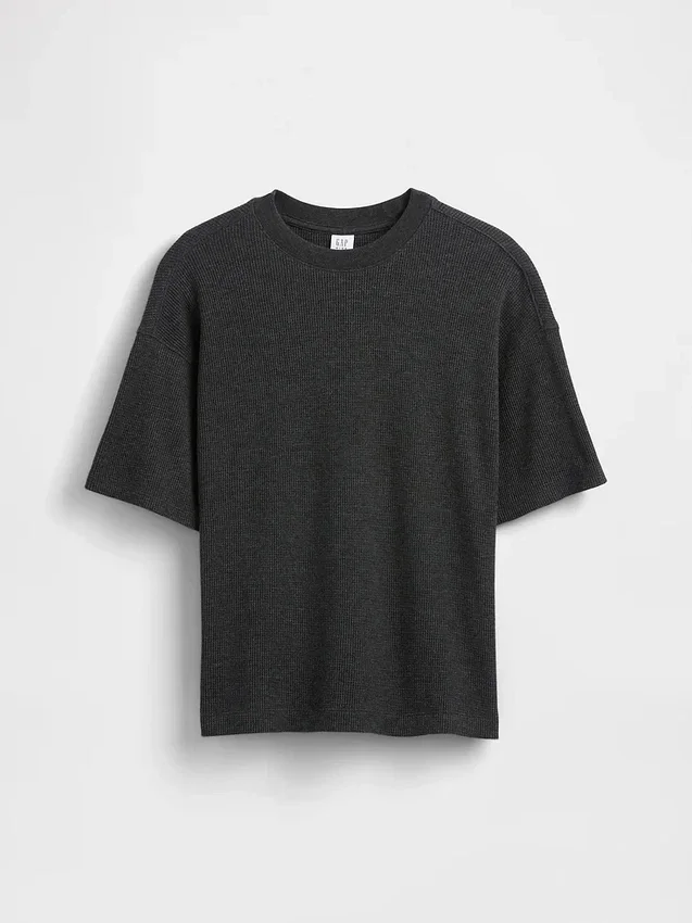 Camiseta infantil oversize de punto waffle