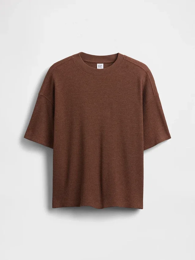 Camiseta infantil oversize de punto waffle