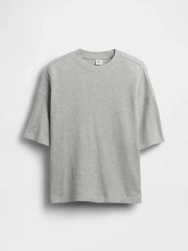 Camiseta infantil oversize de punto waffle