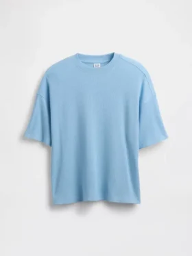 Camiseta infantil oversize de punto waffle