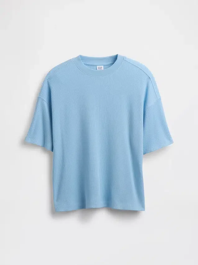 Camiseta infantil oversize de punto waffle