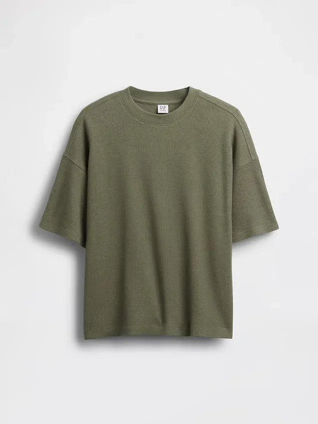 Camiseta infantil oversize de punto waffle