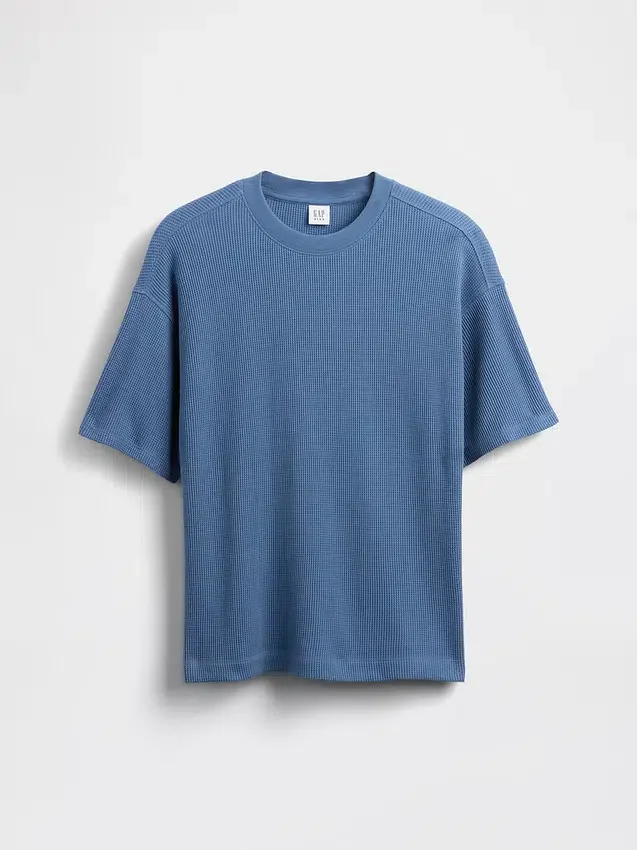 Camiseta infantil oversize de punto waffle