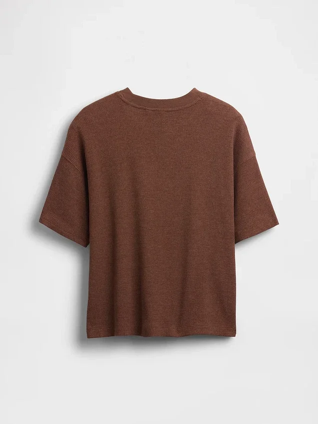 Camiseta infantil oversize de punto waffle